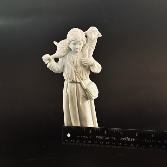 Vintage Homco 5620 Shepherd Boy with Lamb Nativity Figurine Bisque White - Picture 11 of 12